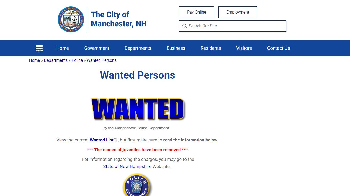Wanted Persons - Manchester, NH